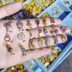 CZ8343 Dainty Mini Small Multicolor CZ Cubic Zirconia Grape Cherry Strawberry Tropical Fruit Charm Pendant for Jewelry making