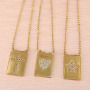 NZ1157 Chic Gold Plated Zircon Diamond CZ Micro Paved Star Heart Cross Rectangle Medal Pendant Chain necklace