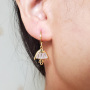 EC1759 18k Gold Plated CZ Micro Pave Fish Freshwater Pearl Drop Charm Huggies Hoop Earrings