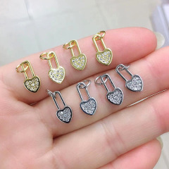 CZ8222 Tiny minimal Mini Small 18K Gold Plated CZ Cubic Zirconia Micro Pave Heart Charm Pendant For Jewelry Making