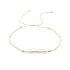 BG1092 Chic Dainty Minimal Miyuki Seed Beads with Natural Freshwater Baroque Pearl Bracelet Adjustable Bracelet for Women Girls