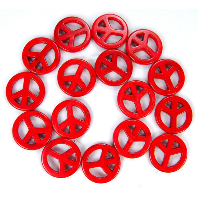 TB0109 Wholesale Black Howlite Peace Sign Beads,Natural Turquoise Stone Beads For Jewelry Making