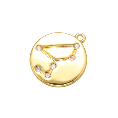 CZ8112 18k gold plated CZ Micro Pave astrology zodiac sign Charm Pendant,Diamond horoscope charm pendant findings for women
