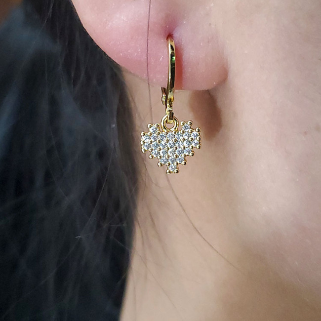 EC1684 2021 Chic Dainty Minimal Cubic Zirconia CZ Micro Pave Butterfly Mary Cross Evil Eyes Dangle Charm Huggie Hoop Earrings