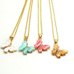 NZ1180 new arrival fashion stainless steel ladies O chain brass with CZ butterfly pendant women necklace