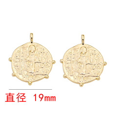 JS1506 High Quality Chic 14k Gold Plated Brass Coin Medallion Charm Necklace Pendants for Necklace Jewelry Making