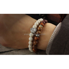 BRS1501 elastic stainless steel lion head bracelet, gemstone men's bracelet