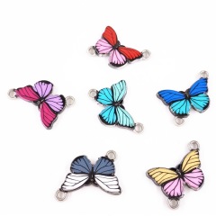 JS1495 Fashion Chic Colorful rainbow enameled metal butterfly charm connectors for jewelry making