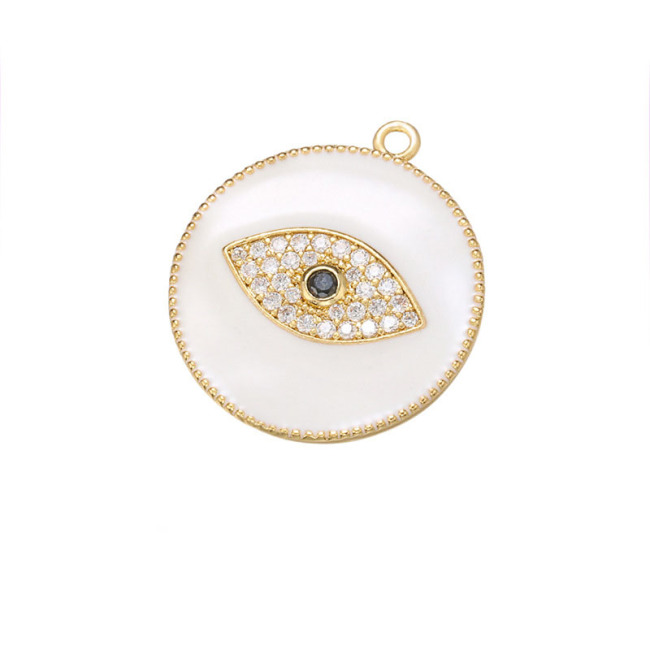 CZ7953 2020 Spring pendant Jewelry Chic Enamel Blue Red White Black CZ Micro pave Eye Disc Pendants