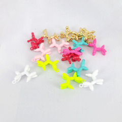 JS1554 New Fashion Multicolor Cute Colorful Rainbow Enamel Brass Metal Balloon Puppy Poodle Dog Charm Pendants