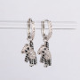 EC1481 Womans Fashion Women's CZ Micro Bear Charm Huggie Hoops Earring