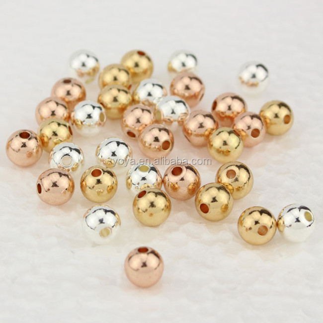 JF0244 HIgh Quality Gunmetal Silver/gold //rose gold solid plated Metal Round Beads