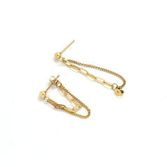 ES1104 Non Tarnish Trendy Gold Plated Stainless Steel Stainless Steel Paperclip Chain Huggies Earrings for Women