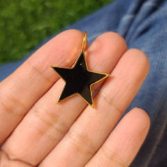 JS1545 Hot Sale 18KGold Plated Colorful Enamel Neon Star Charm Pendants for Necklace Earring Making Supplies