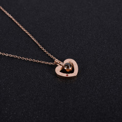 NN1005  Nanotechnology Jewelry 100 Languages I Love You Necklace Gifts for Valentine's Day for Women Girls Memory Love Necklace