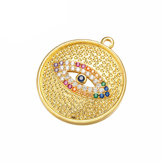 CZ8073 Hotsale  Gold Plated CZ Zircon Micro Evil Disc Round Eye Pendant