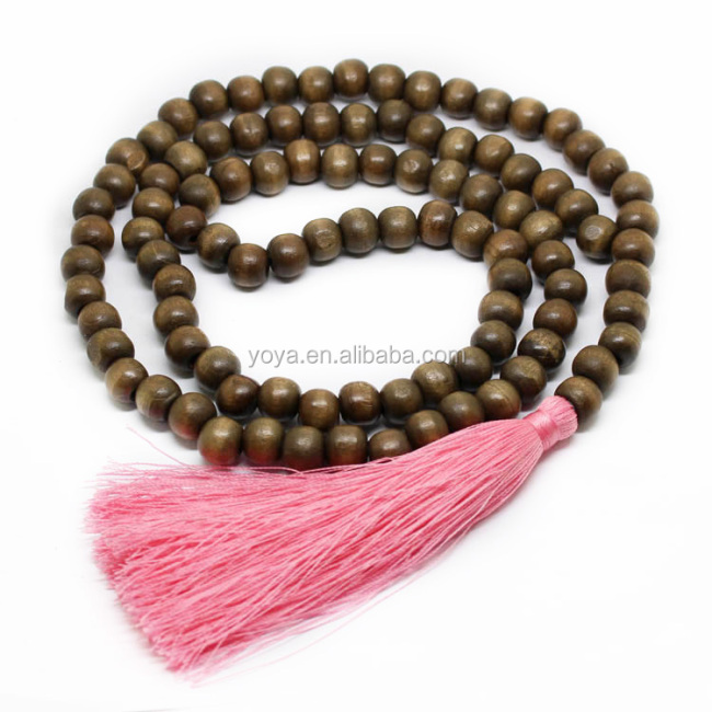 NE2101 Wholesale wooden beads necklace,peach tassel beaded necklace for women