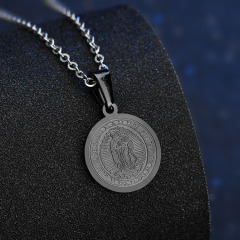 NS1124 Fashion Gold / Black / Steel/Rose Gold Coin Virgin Mary Pendant Necklace for Ladies,Blessed Mother Charm Women Necklace