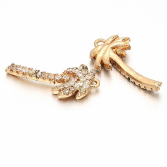 CZ7880 Gold Green CZ Micro Pave Coconut Palm Tree Charm Pendants