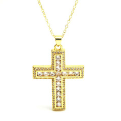NZ1205 gold plated brass colored CZ micro pave Charm love cross Christian religious Pendant Necklaces jewelry for man Women