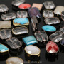 JF8688 Gold Gunmetal Plated Crystal Glass Teardrop Rectangle OVal Square Beads