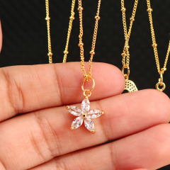 NZ1165 fashion minimal evil eyes ladies pendant mini heart brass charm with cubic zircon women chain necklace