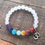 BRP1620 Latest design 7 chakra stone bracelet with OM,matte clear quartz energy bracelet in wholesale