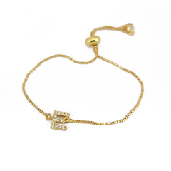 BC1305 Bling Jewelry CZ Diamond Micro Pave Slide Capital letter Initial Bracelet