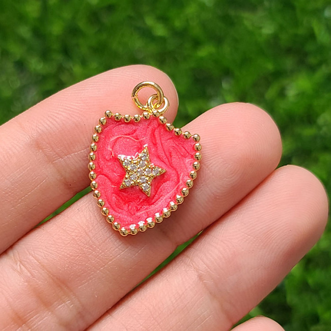 CZ8398 Gold Plated cz diamond pave enamel shield star charms Pendant gift for lady