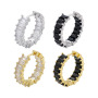 EC1689 Medium Thick 18K Gold plated Diamond Cubic Zirconia CZ Micro Pave Hoops Earrings for Ladies