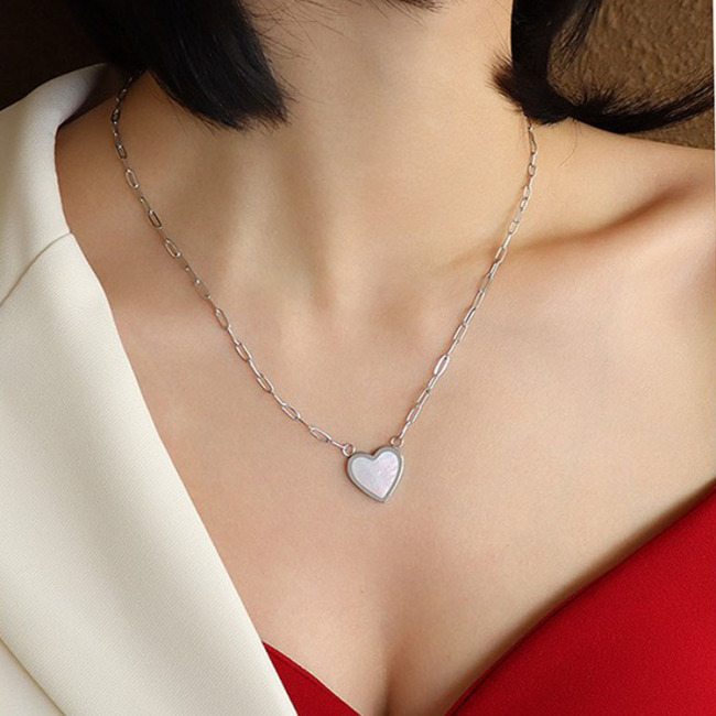 Minimalist Dainty18K IP Gold Plated Stainless Steel Shell Heart Necklace For Women Non Tarnish Pendant Necklace