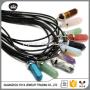 NE2318 Black leather cord chain choker with hexagonal crystal pendant,gemstone point pendant necklace
