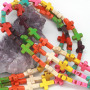 TB0159 Mixed Color Howlite Turquoise Cross Beads