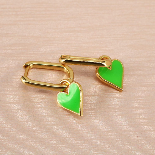 EM1184  Chic Delicate Spring Rainbow Neon Enamel Heart Charm Huggies Earrings for Women,Valentines Jewelry Gift