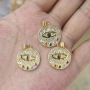 CZ8104 CZ Micro Pave EvilEye Disc Charm Pendant, Diamond Cubic Zirconia Pave Eye Round Pendant