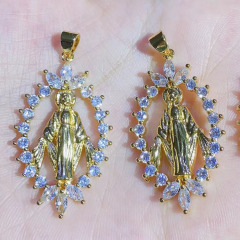 CZ8470 18k Gold Plated White CZ Micro virgen de guadalupe Pendants Virgin of Guadalupe Our lady of Guadalupe PENDANTS