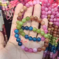 MJ3196 Synthetic Dyed Rainbow Colorful Tourmaline Jade Stone Beads for Jewelry Making