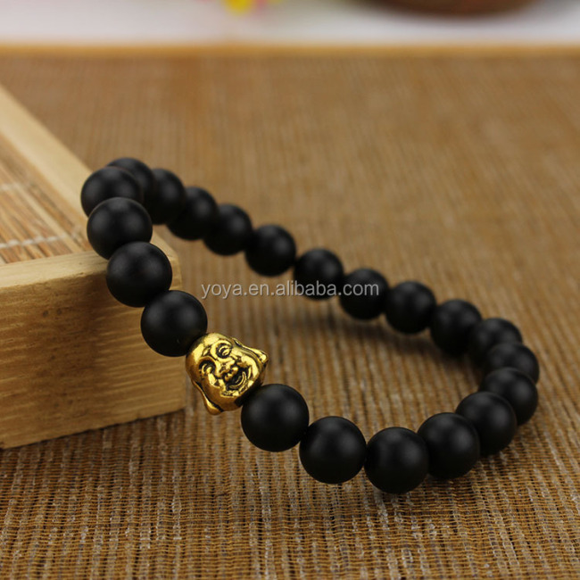 BRU0719 Peace matte onyx Beads Elastic Buddha Bracelet, Men's beaded bracelet
