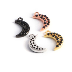 CZ7519 CZ Tiny Crescent Moon Charm,Mini Cubic Zirconia Crescent Moon Charms, Dainty CZ Moon Charms