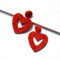 EG1024 High Quality Seed Statement Beaded  Earrings Bohemian Heart Hoop Earrings Handmade Stud Drop Dangle Earrings