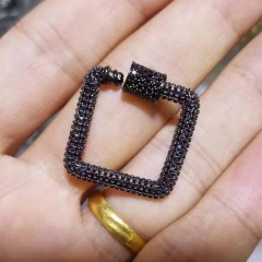 CZ7834 New Chic CZ Micro Pave Jewelry Supplies Charm Connector Pendant Diamond Square Screw Buckle Clasps Locks
