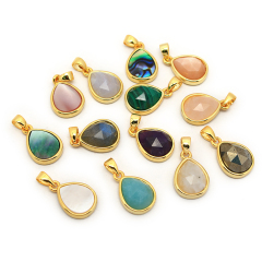 JF7283 Dainty Faceted Natural Semiprecious Stone Teardrop Pendants,Tiny Gold Bezel Faceted Gem Teardrop Pendant JF7283 Dainty Faceted Natural Semiprecious Stone Teardrop Pendants,Tiny Gold Bezel Faceted Gem Teardrop Pendant