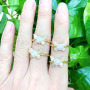 RM1303 Gold Silver Plated Minimalist Micro Pave CZ Insect Butterfly Dragonfly Bee Bird Animal and Pearl Open Rings