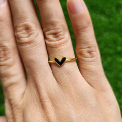 RA1078 NEW Delicate Mini Minimal Gold Plated Neon Enamel Multicolor Rainbow Multi Colored Heart Open Rings