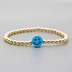 BM1038  Fashion Gold plated Beaded Yin Yang smiley bead wrist adjustable bracelet,tiny copper bead smiley face bracelet