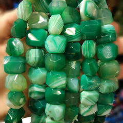 AB0634 Wholesale blue striped agate faceted nugget beads,green agate stone nugget beads