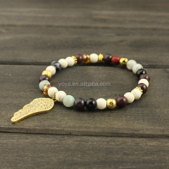 BRP1598 Fashion handmade natural stone beads elastic bracelet,Hamsa hand bracelet