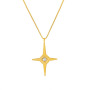 NS1209 Daily Simple Chic Non Tarnish 18k Gold Plated Surgical Titanium Stainless Steel CZ Pave North Star Necklace for WOmen
