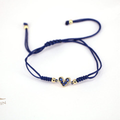 BC1429 Mother's Day Dainty Mini Minimalist 18k gold plated diamond cz love heart charm macrame cord string bracelets