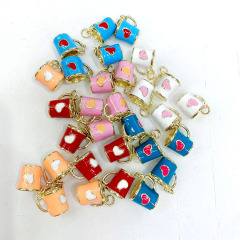 JS1605 Rainbow Enamel Multicolor Drink Tea Milk Coffee Cup with Heart Pattern Jewelry Charms